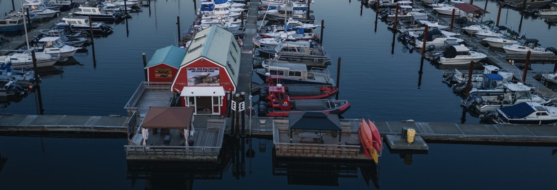 The Campbell River Whale Watching Float House Office at dawn