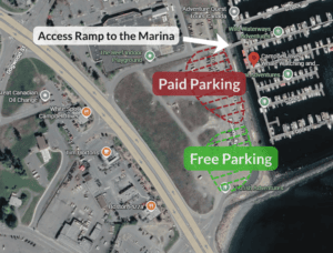 Map showing free parking zone