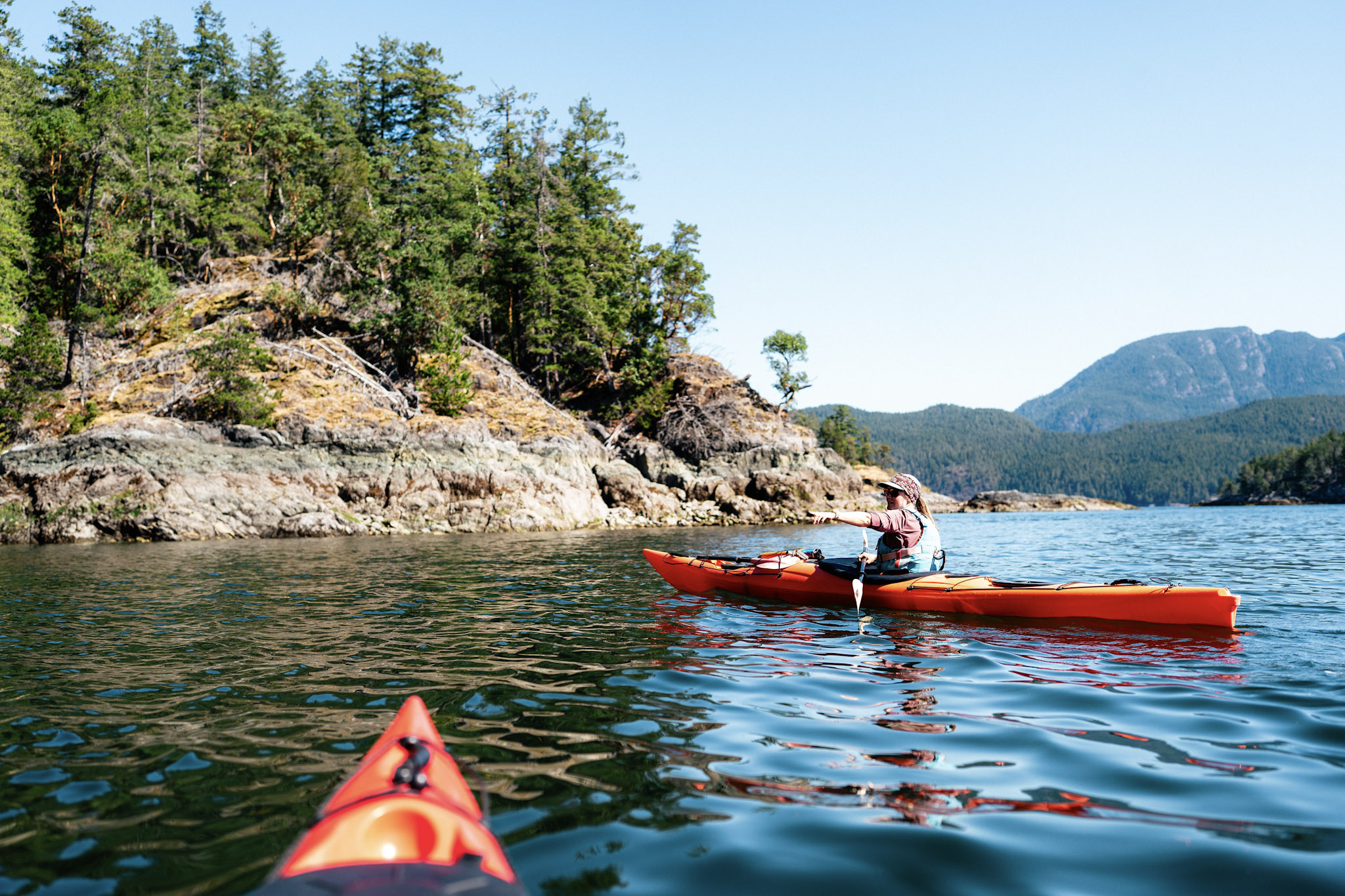 Kayaking along islands
