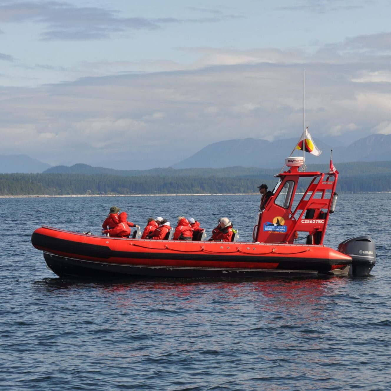 Red Zodiac in the water